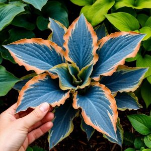 Хоста Океан Вью купить по цене от 960р. в интернет-магазине «Посадика» с доставкой почтой в в Саяногорске и по всей России – [изображение №1].